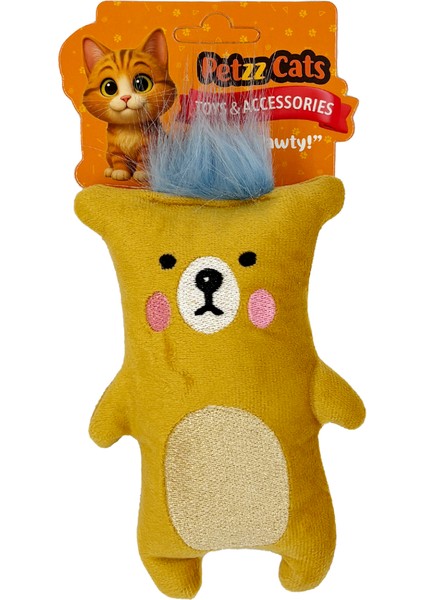 Petzzcats Bear Matatabi ve Çıngırak Sesli Peluş Kedi Oyuncağı Sarı 16X10 cm