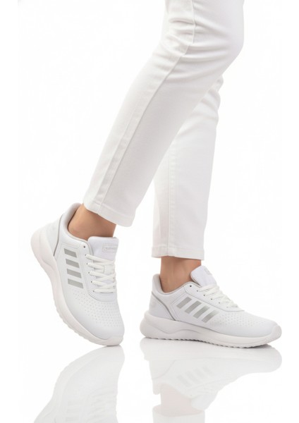 Beyaz Bağcıklı Hafif Esnek Unisex Spor Ayakkabı Nereus G