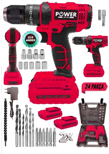 Pro Ultra Güçlendirilmiş Darbeli Lazer Kesim Bakır Sargılı 24 Parça Matkap Seti Mavi