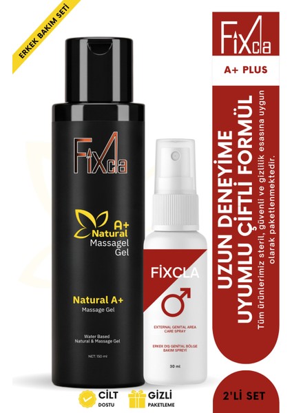 A+ Natural Su Bazlı Kayganlaştırıcı Jel 150 ml + Erkek Long Time Kontrol Sprey 30 ml – 2’li Set