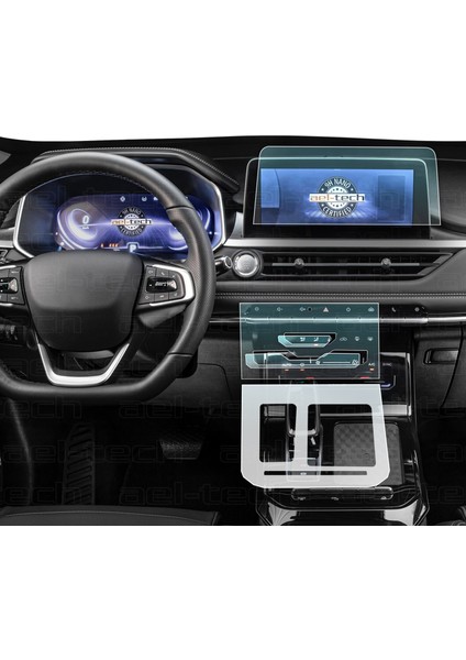 Chery Tiggo 7 Pro Luxury 9h Navigasyon, Iç Merkezi Kontrol ve Vites Etrafı Tpu Koruyucu 3'lü Set