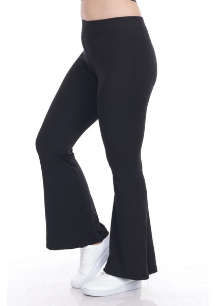 Kadın Siyah Toparlayıcı Ispanyol Paça Büyük Beden Tayt modelleri