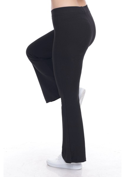 Kadın Siyah Toparlayıcı Ispanyol Paça Büyük Beden Tayt fırsatları