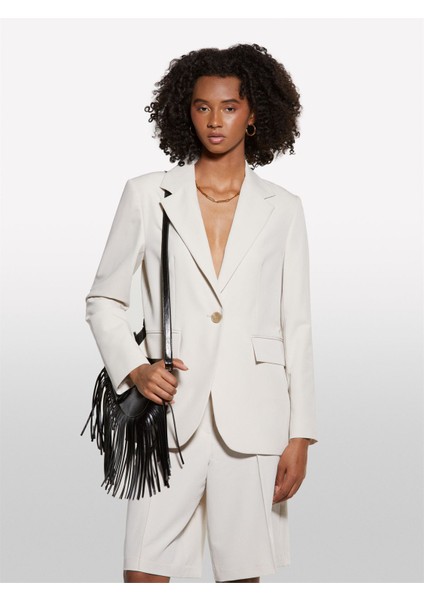 Streç Viskozlu Tek Düğmeli Regular Fit Blazer Ceket Kadın Pembe Ceket - 325A2KVXLW025