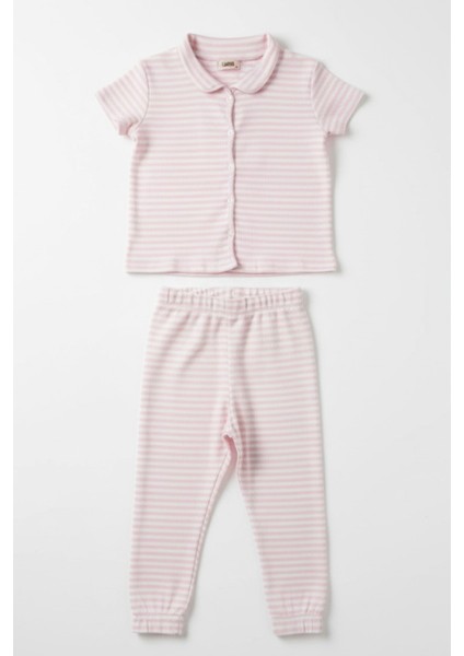 Kız Çocuk Pembe Çizgili Fitilli Kaşkorse Alt Üst Takım modelleri