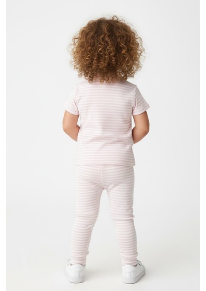Kız Çocuk Pembe Çizgili Fitilli Kaşkorse Alt Üst Takım indirimleri
