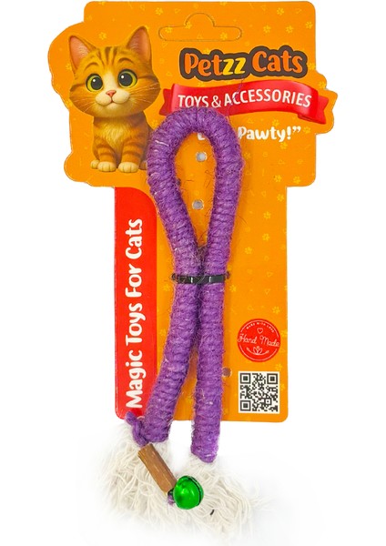 Petzzcats Rope Matatabi ve Çıngırak Sesli Peluş Kedi Oyuncağı Mor
