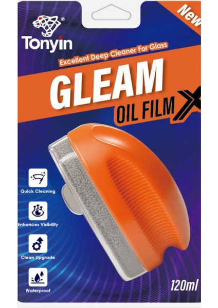 Gleam Oil Film Cam Temizleyici – Kir,Kireç,Reçine ve Zift Sökücü | Profesyonel Cam Bakım(120 Ml)