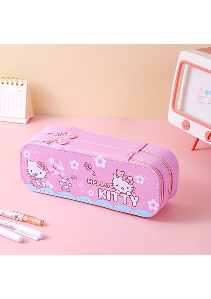Çocuk Kalem Kutusu Hello Kitty Figürlü Çift Katlı