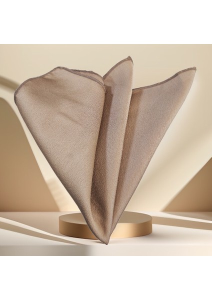 Vizon Rengi Sade Saten Dokuma Cep Aksesuarı Yaka Mendili