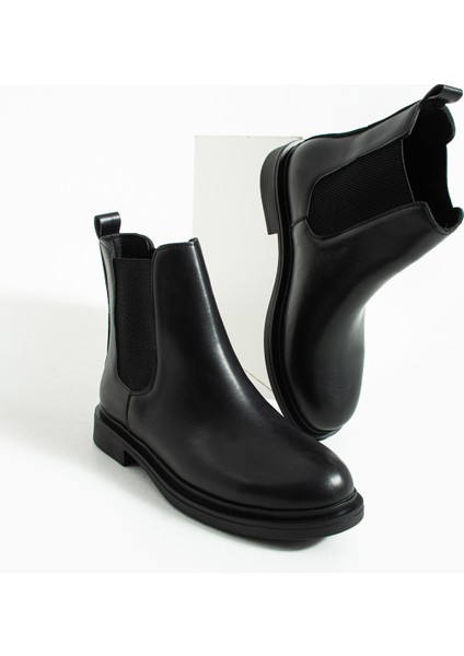 Kadın Siyah Düz Topuklu Chelsea Bot