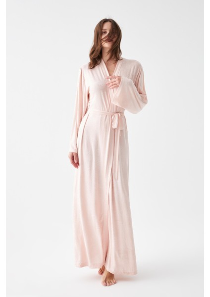 Kadın Uzun Pembe Penye Sabahlık fiyatları