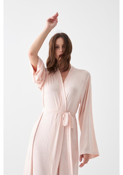 Kadın Uzun Pembe Penye Sabahlık fırsatları