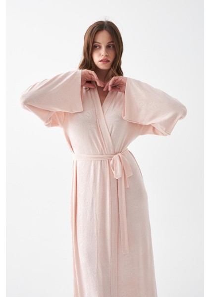 Kadın Uzun Pembe Penye Sabahlık indirimleri