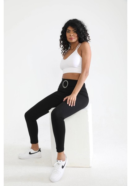 Kadın Siyah Beli Kemerli Toparlayıcı Büyük Beden Tayt fırsatları