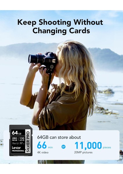 Silver Pro Sd Kart 64GB, Uhs-Ii Hafıza Kartı, V60, U3, C10, Sdxc Kart, 280MB/SN'YE Kadar Okuma fırsatları