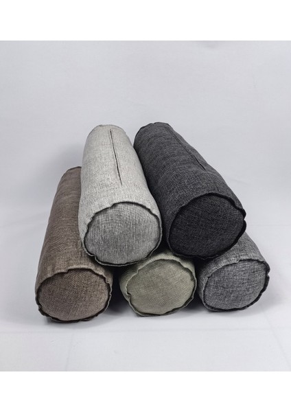 Keten Kumaş Silindir Yastık Fermuarlı Bolster Yoga Yastık Kılıfı Antrasit 20X50 fırsatları