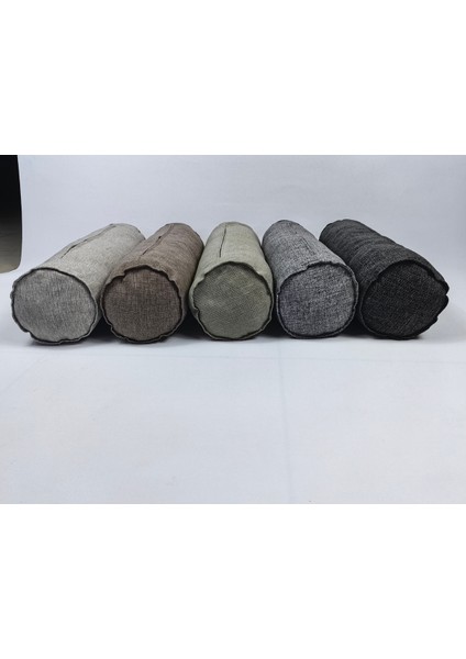 Keten Kumaş Silindir Yastık Fermuarlı Bolster Yoga Yastık Kılıfı Antrasit 20X50 indirimleri