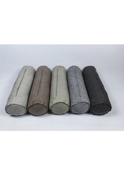 Keten Kumaş Silindir Yastık Fermuarlı Bolster Yoga Yastık Kılıfı Antrasit 20X50
