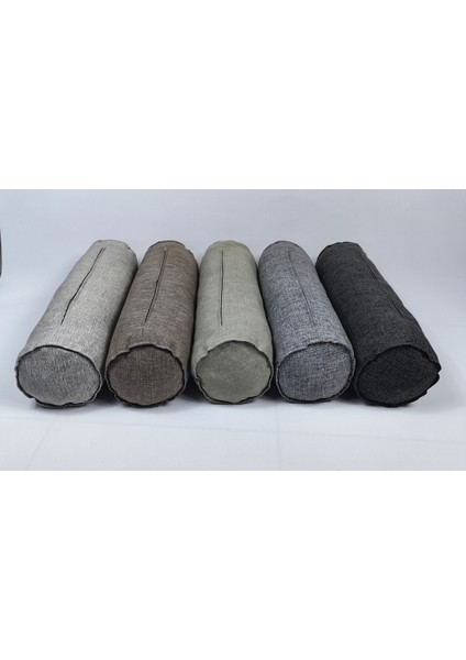 Keten Kumaş Silindir Yastık Fermuarlı Bolster Yoga Yastık Kılıfı Antrasit 20X50