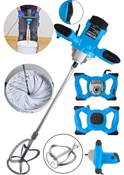 Alman Gt-Blue 3000 Bakır Sargı 6 Kademe Devir Ayarlı Elektrikli Alçı Boya ve Harç Karıştırıc