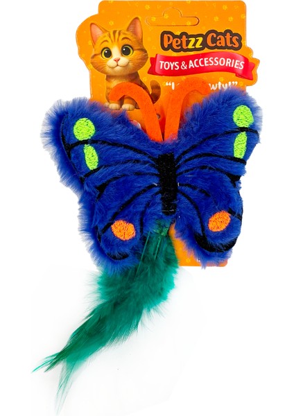 Petzzcats Kelebek Matatabi ve Çıngırak Sesli Peluş Kedi Oyuncağı Mavi 12X15 cm