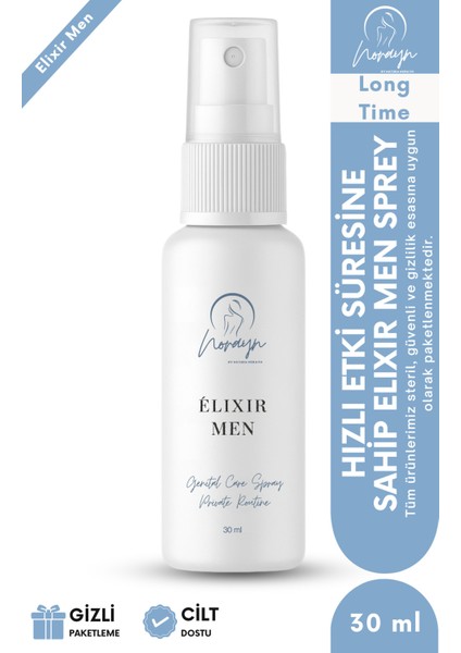Elixir Men Long Time Süre Desteği Sprey 30 ml | Hızlı Etki, Çoklu Kullanım, Cilt Dostu – Gizli