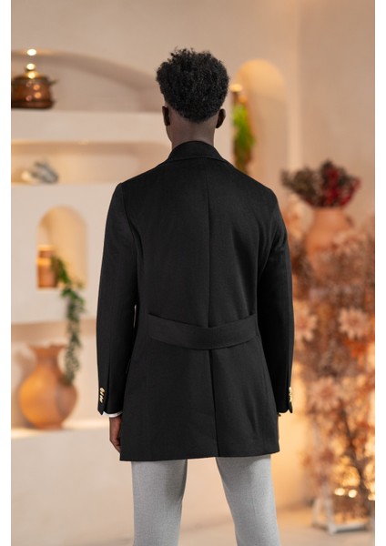 Italyan Yaka Yünlü Kruvaze Kaşe Kaban fırsatları