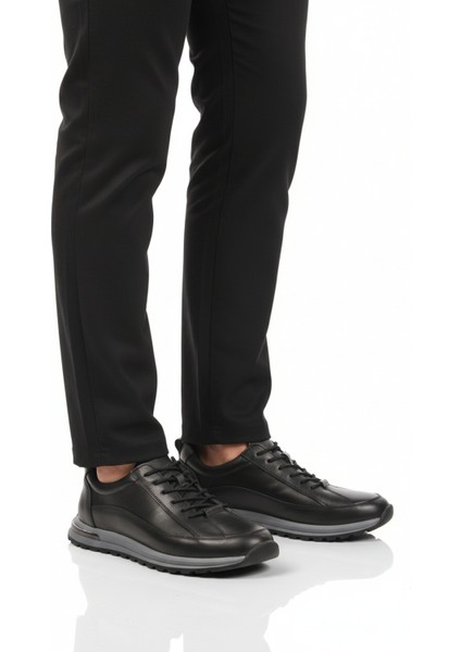 Siyah Hakiki Deri Erkek Sneaker 2036 M
