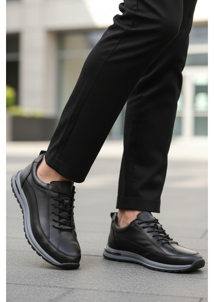 Siyah Hakiki Deri Erkek Sneaker 2036 M modelleri