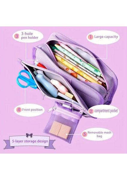 Kuromi Figürlü Geniş Kapasiteli 4 Bölmeli Kalem Çantası AD102 fiyatları