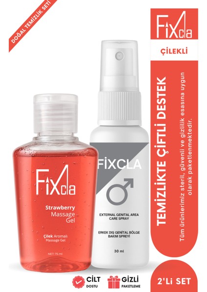 Çilek Aromalı Su Bazlı Jel 75 ml + Long Time Spray 30 ml – Uzun Deneyim 2’li Set