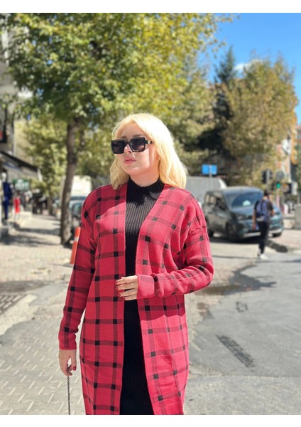 Triko Hırka Elbise Ikili Takım Kırmızısiyah modelleri