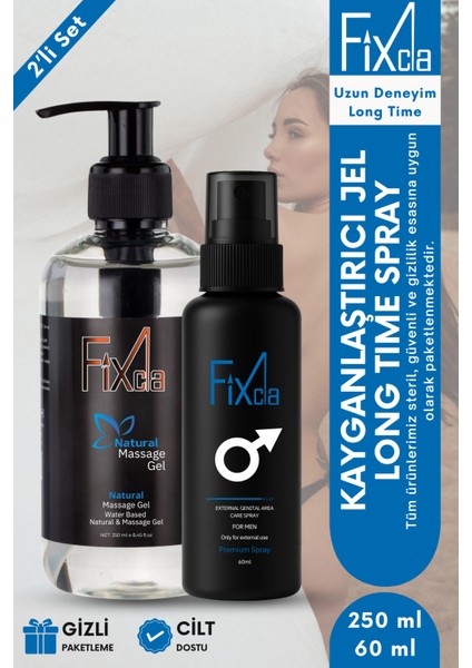 Fixca Kayganlaştırıcı Jel 250 ml + Long Time Spray 60 ml – 2’li Set (Uzun Deneyim)