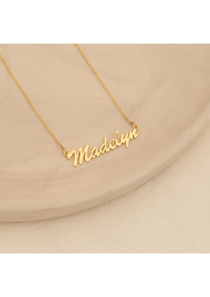 14 Ayar Altın Mikron Kaplamalı Kişiye Özel El Yazısı İsim Gümüş Kolye - CN00268