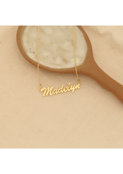 14 Ayar Altın Mikron Kaplamalı Kişiye Özel El Yazısı İsim Gümüş Kolye - CN00268