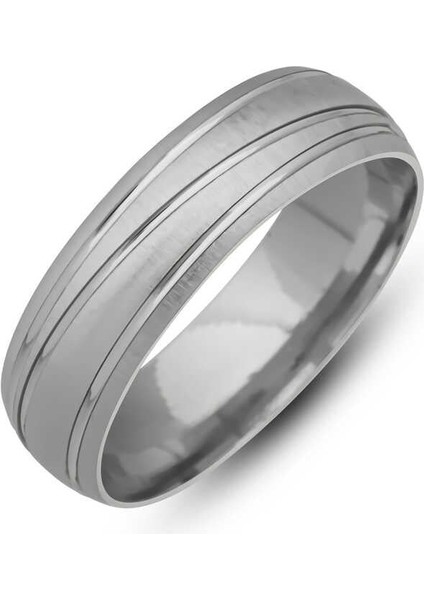 Hk Gümüş Alyans Bombeli Çizgi Desenli Rodyum |Gümüş Takı Hediyelik Ürünler