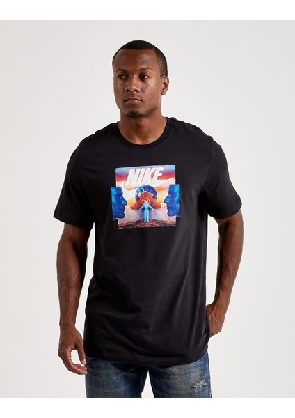 M Nsw Festival Photo Tee Erkek Siyah Günlük Stil Tişört