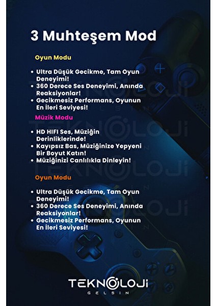 TG-G20 Kulaklık Kablosuz Kulakiçi Ergonomik Tasarım 5.2 Bluetooth RGB Işıklı