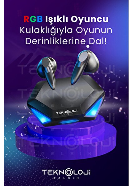 TG-G20 Kulaklık Kablosuz Kulakiçi Ergonomik Tasarım 5.2 Bluetooth RGB Işıklı