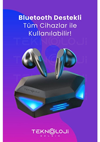 TG-G20 Kulaklık Kablosuz Kulakiçi Ergonomik Tasarım 5.2 Bluetooth RGB Işıklı