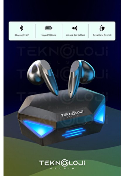TG-G20 Kulaklık Kablosuz Kulakiçi Ergonomik Tasarım 5.2 Bluetooth RGB Işıklı