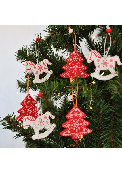 Yılbaşı Ağaç Süsü -Ahşap Süsler- 12LI