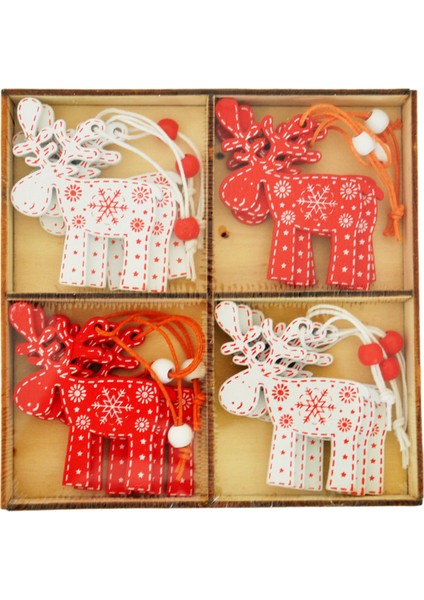 Yılbaşı Ağaç Süsü -Ahşap Süsler- 12LI fiyatları