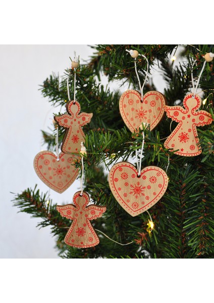 Yılbaşı Ağaç Süsü -Ahşap Süsler- 12 Adet