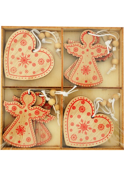 Yılbaşı Ağaç Süsü -Ahşap Süsler- 12 Adet fiyatları