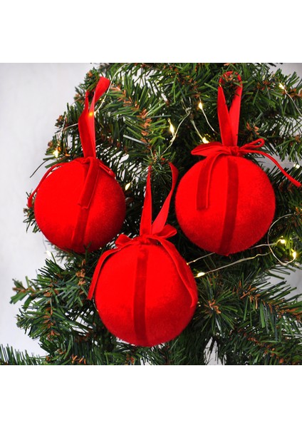 8 cm Yılbaşı Ağaç Süsleme Topu 3lü Pvc Kutulu Kırmızı