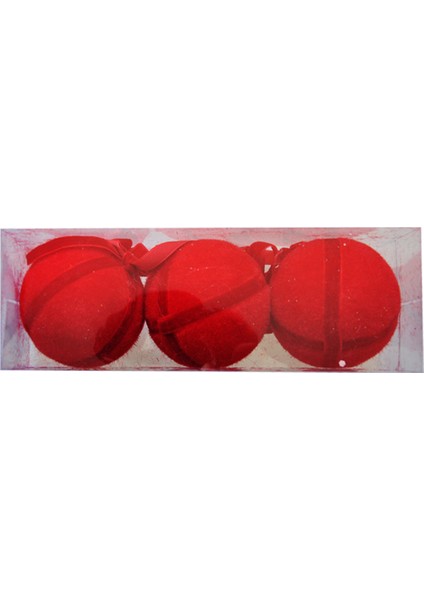 8 cm Yılbaşı Ağaç Süsleme Topu 3lü Pvc Kutulu Kırmızı fiyatları