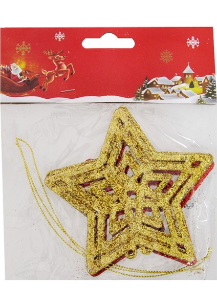 Yılbaşı Ağaç Süsü Simli 3lü 10 cm Yıldız