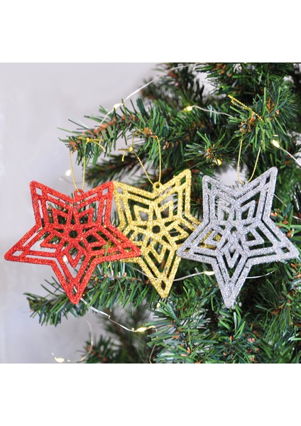 Yılbaşı Ağaç Süsü Simli 3lü 10 cm Yıldız fiyatları